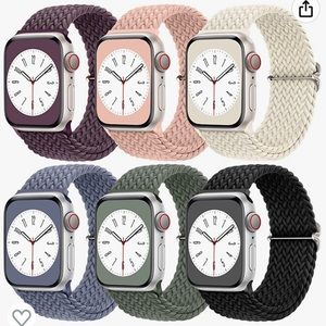 6 Pack Stretchy Braided Solo Loop Adjustable Nylon Sport Bands for Apple Watch